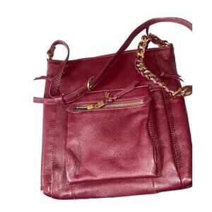 Elliott Lucca Gwen Burgundy Leather Large Multi-Pocket Crossbody Bag